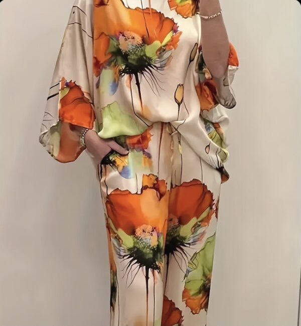 Satin- water colour splash orange poppies design - Image 2