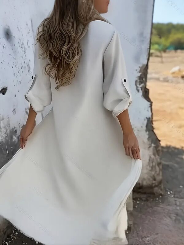 grey- hooded maxi dress with pockets - Image 4